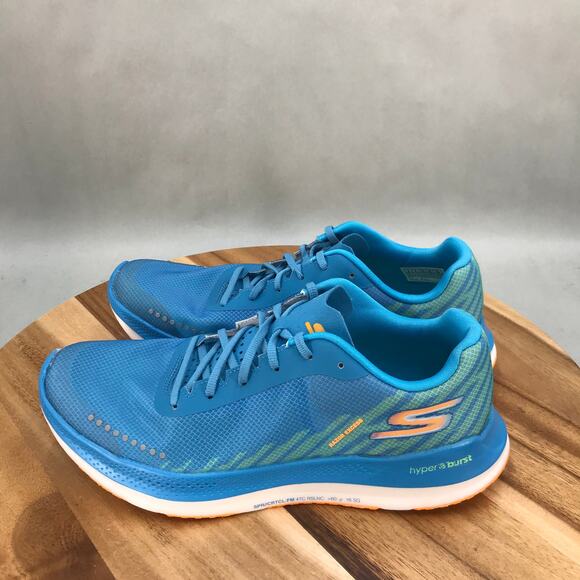 Skechers Go Run Razor Excess Running Shoes Womens 9 Blue Orange Lace Up Low Top‎ - Picture 3 of 7